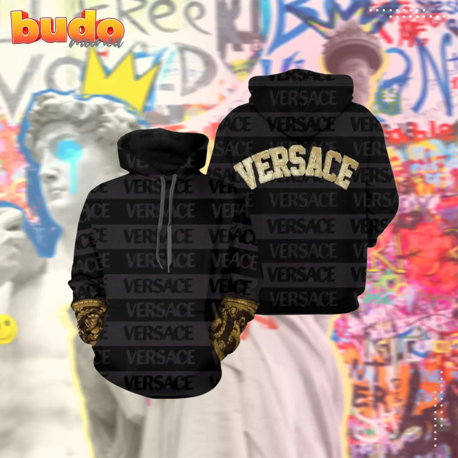 Gianni versace gold hot trend unisex hoodie for men women luxury brand clothing clothes outfit - hot new